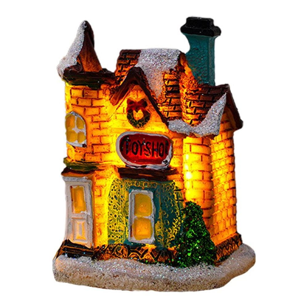 QJUHUNG Christmas Village LED Lighted Christmas Village Houses with