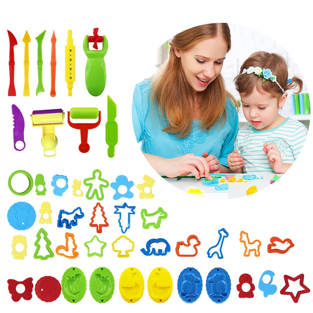 QJUHUNG Dough Set for Kids, 44 PCSTools Kit Playdough Tools and Cutters Modelling Sets Plastic