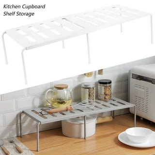 Kitchen Cabinet Storage Shelves Plates Dishes Chopping Board Storage Rack  Bowl Cup Holder Multifunction Kitchen Closet Organizer (2 PCS L)