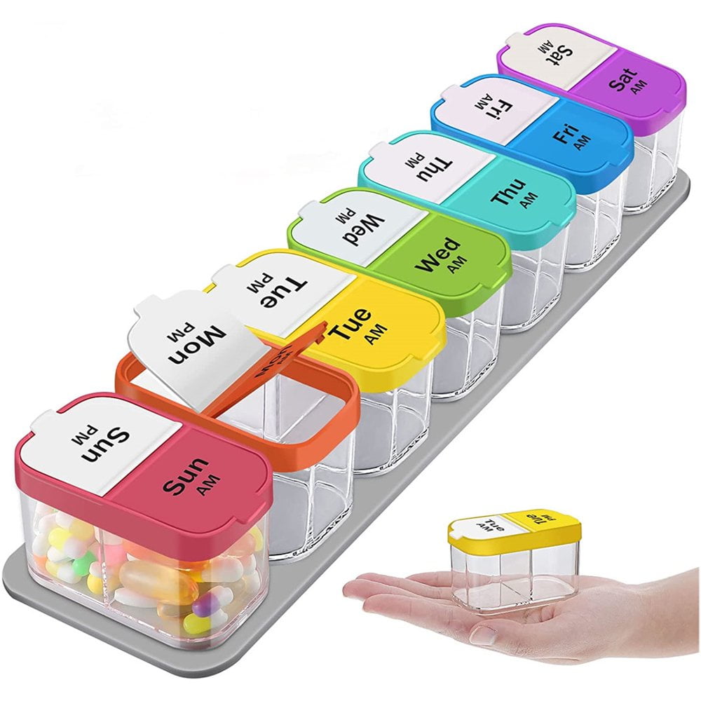QJUHUNG Extra Large Pill Organizer 7 Day XL Daily 2 Times a Day Pill