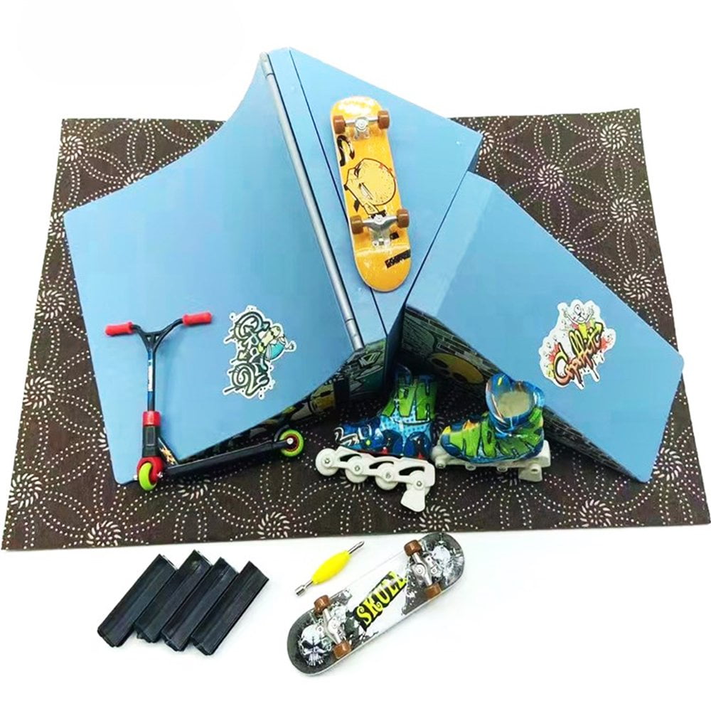 QJUHUNG Finger Skateboard Ramp Set Fingerboard Skate Park Kit with