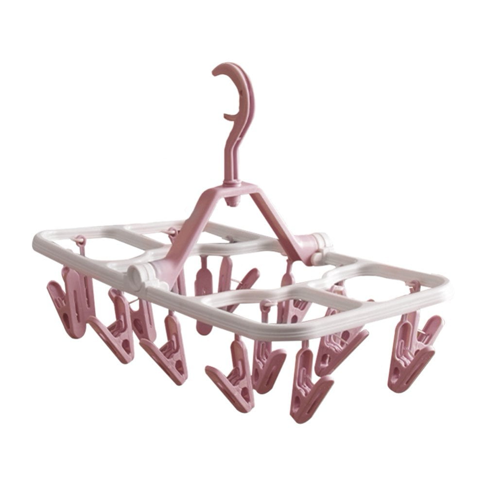 QJUHUNG [] Foldable Clip Hangers with 16 Drying Clips Underwear Hanger