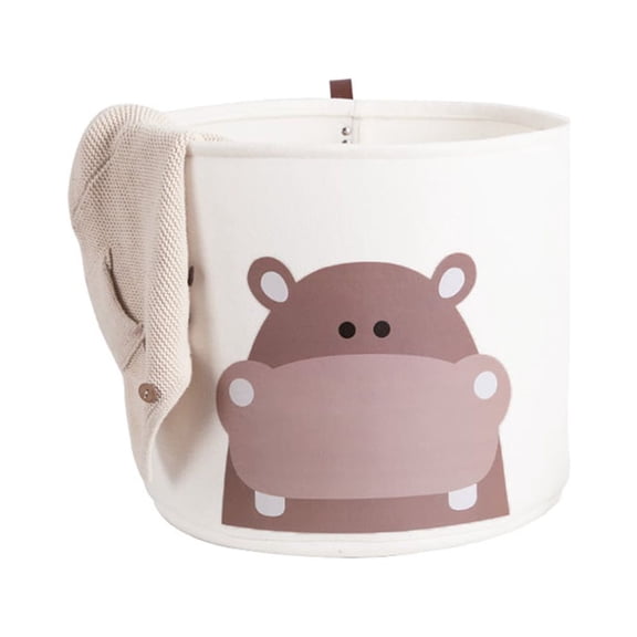 QJUHUNG Foldable Toy Storage Bucket and Baby Laundry Basket in Cute Cartoon Animal Design - A Versatile Canvas Organizer for Dirty Clothes and More!