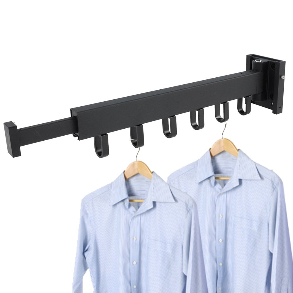 QJUHUNG Folding Clothes Airer Wall Mounted Telescopic Folding Hanger Clothing Rack Telescopic