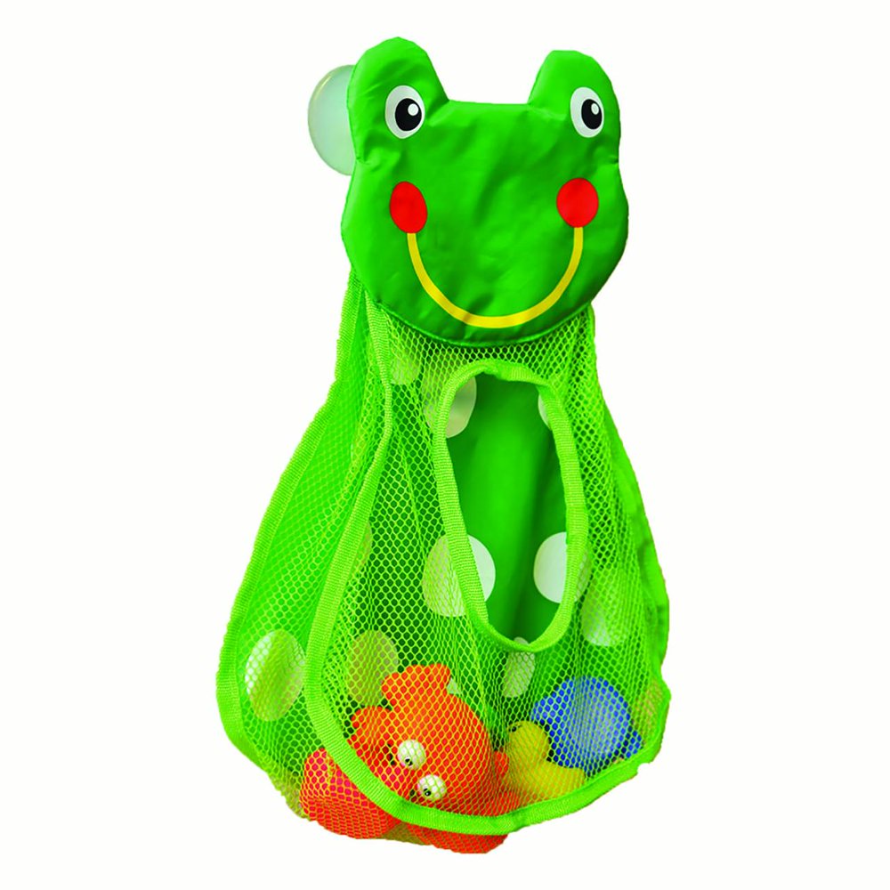 QJUHUNG Green Bath Tub Toys Organizer Frog Heads With Zip On 2 Strong