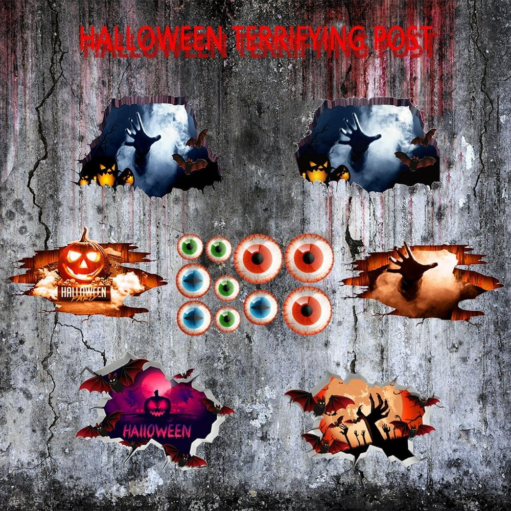 QJUHUNG Halloween Clearance! Halloween 3D Scary Wall Stickers Removable Art Mural Party Decals