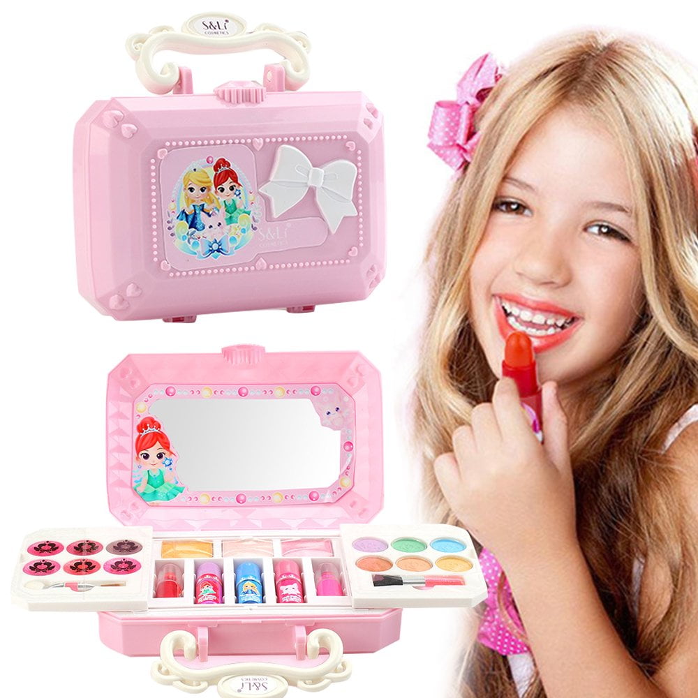 QJUHUNG Kids Makeup Kit for Girl 7PCS Washable Little Girl Makeup Set ...