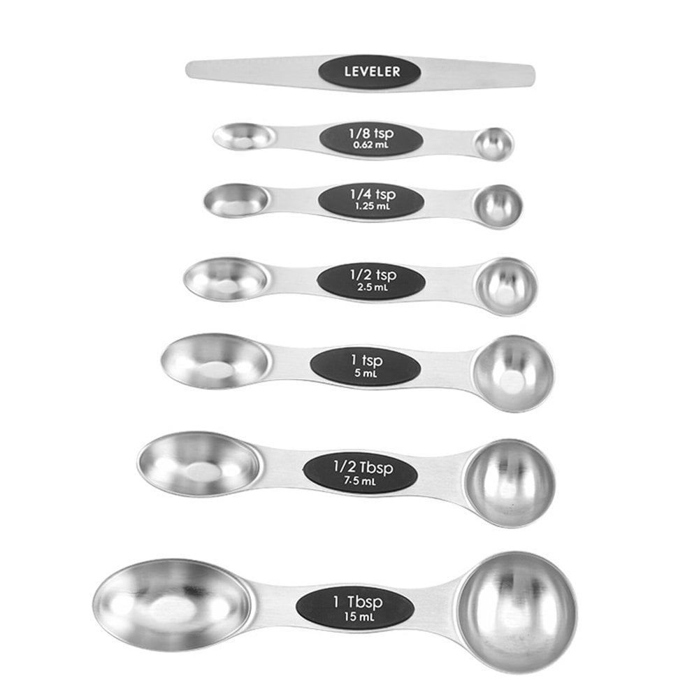 QJUHUNG Kitchen Stackable Spoons Set Of 8 Dual Sided Measuring Spoons