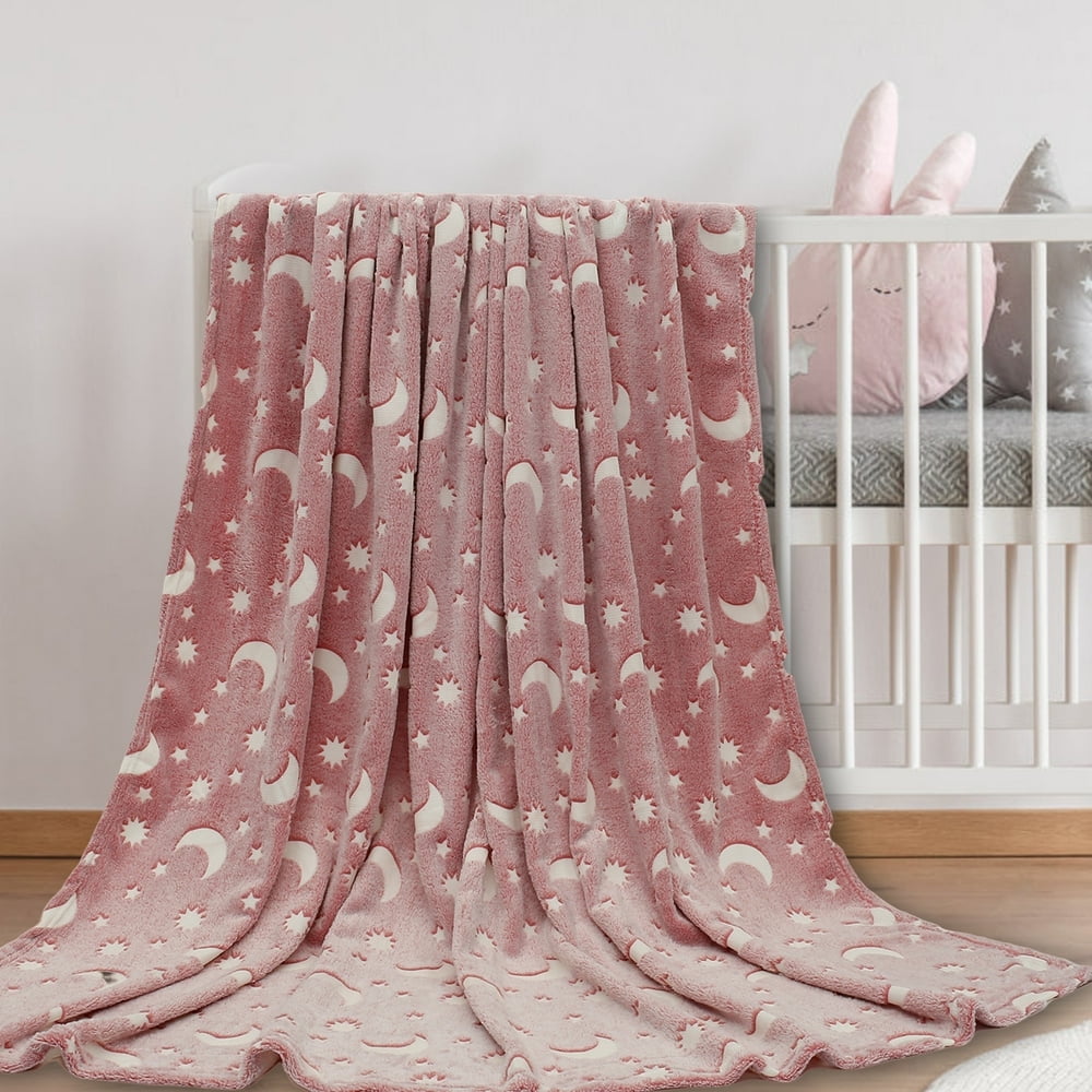 QJUHUNG Luminous Blanket Soft Fluffy Glow in the Dark Blanket Cute Cozy