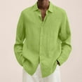 thumbnail image 1 of QJUHUNG Mens Long Sleeve Linen Shirt Summer Loose Fit Lightweight Button Down Shirt, 1 of 5
