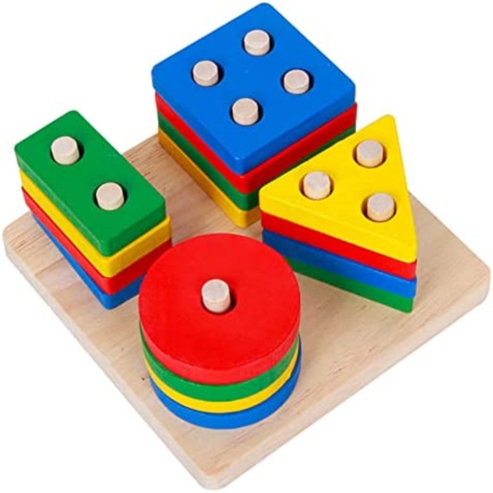 QJUHUNG Montessori Toys for 1 2 3 Year Old Boys Girls Gifts Wooden