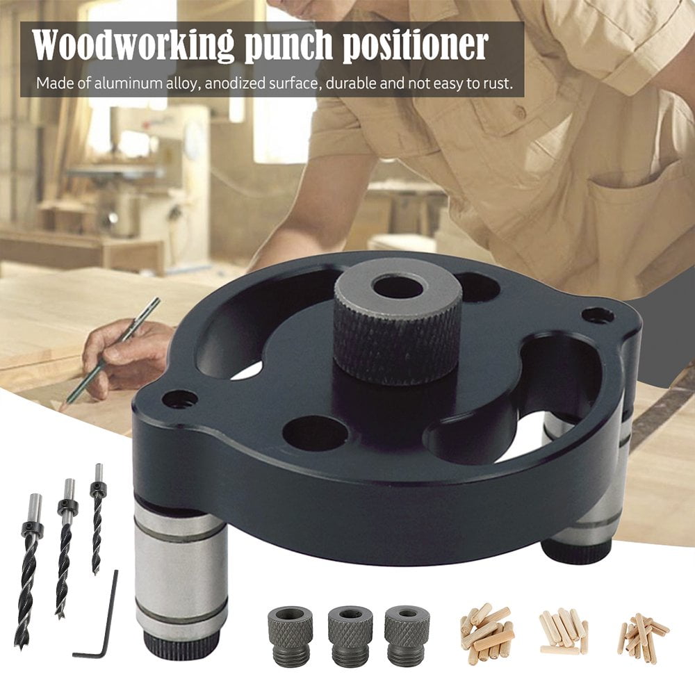 QJUHUNG Pocket Hole Jig Kit Dowel Drill Joinery Kit 6/8/10mm Drive Adapter for Angle Drilling