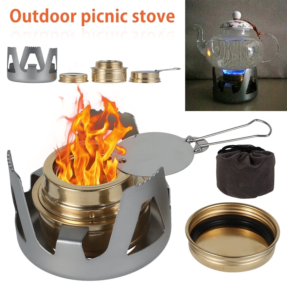 QJUHUNG Portable Alcohol Stove Outdoor Picnic Stove Mini Alcohol Stove Lightweight Brass Spirits