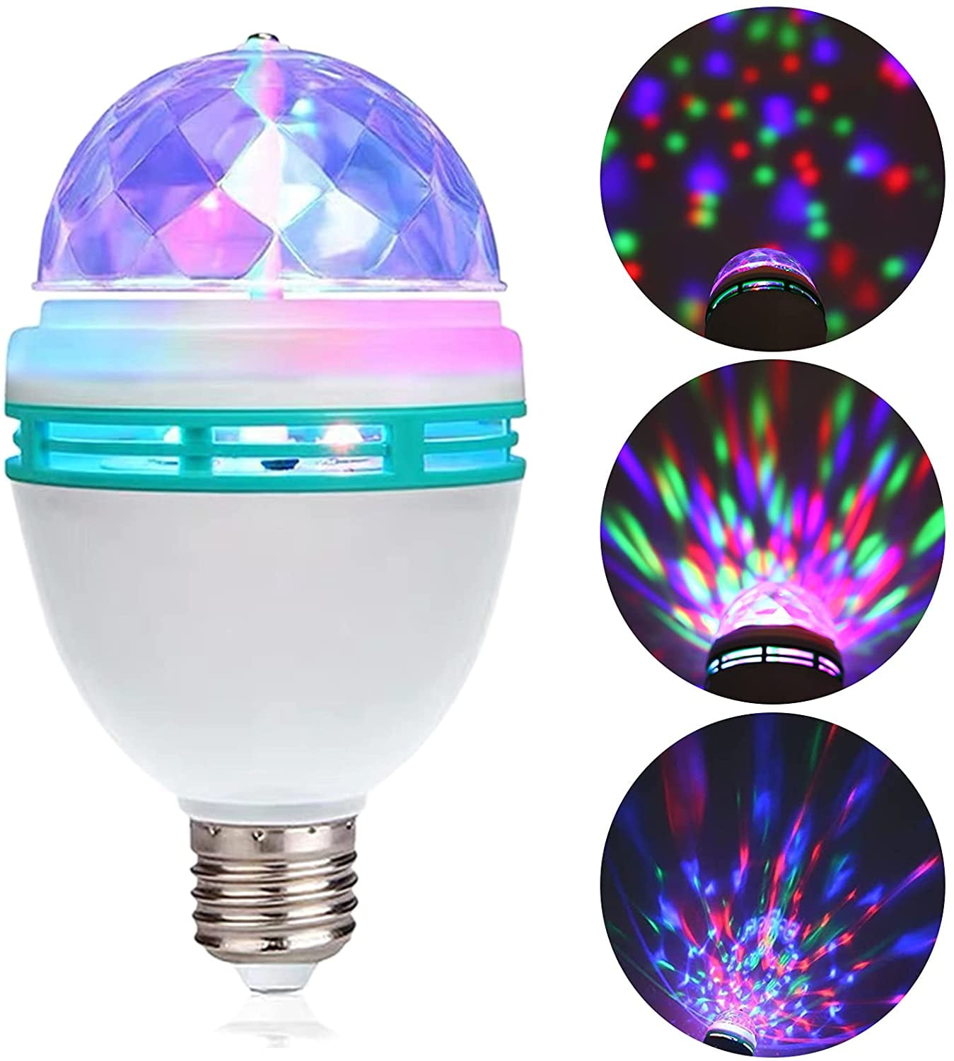 QJUHUNG RGB Color Rotating Light Bulb, E26/E27 LED Party Light Bulb ...
