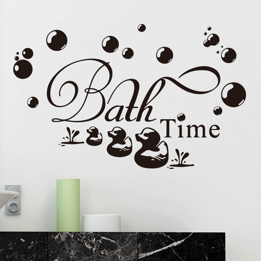 QJUHUNG Removable DIY Bath Time Duck Wall Tile Glass Sticker Decal