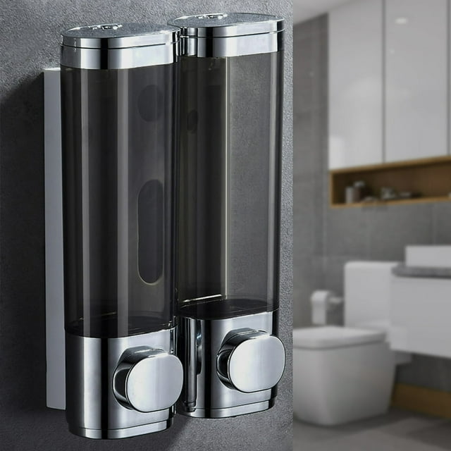 QJUHUNG Shampoo Dispenser Kit 2 Chamber Wall Mounted Shampoo and