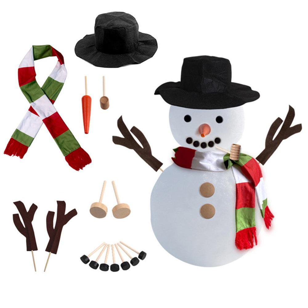 QJUHUNG Snowman Decorating Kit Snowman Dressing Making Kit with Hat Scarf Wooden Button Kids
