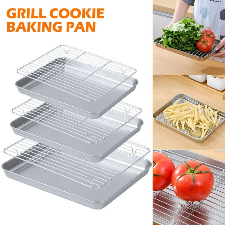 Coliware 12.4''x9.7'' Stainless Steel Baking Sheet with Rack Set, Metal  Cookie Sheet Pan for Oven Cooking Roasting, Wire Rack & Silicone Baking Mat  