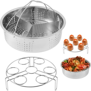 Fronttech Steamer Rack+Dish Clip for Instant Pot, Stackable Egg Vegetable Pressure Cooker Steam Rack, Stainless Steel Food Basket Stand