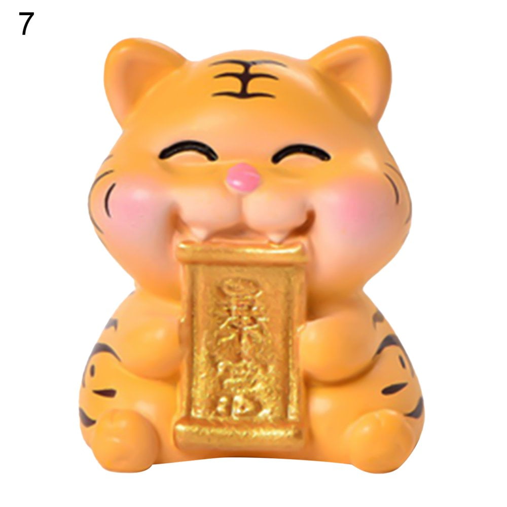QJUHUNG Tiger Figurine Active Poses Handcrafted Resin Cartoon Design