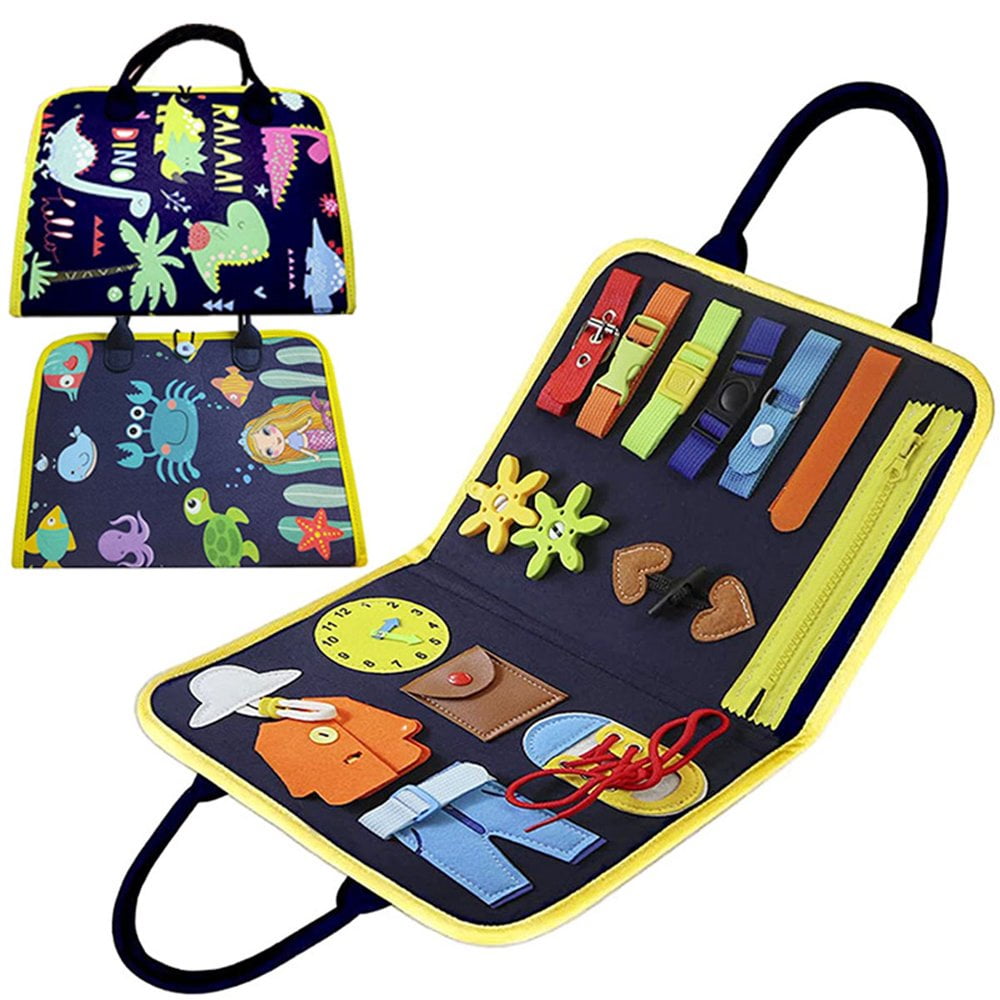 QJUHUNG Toddler Busy Board Montessori Toys Basic Skills Toddler