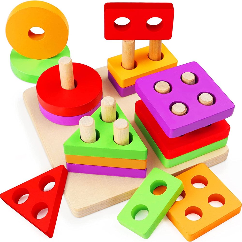 QJUHUNG Toddler Toys for 24 Year Old Boys Girls Wooden Montessori Toys