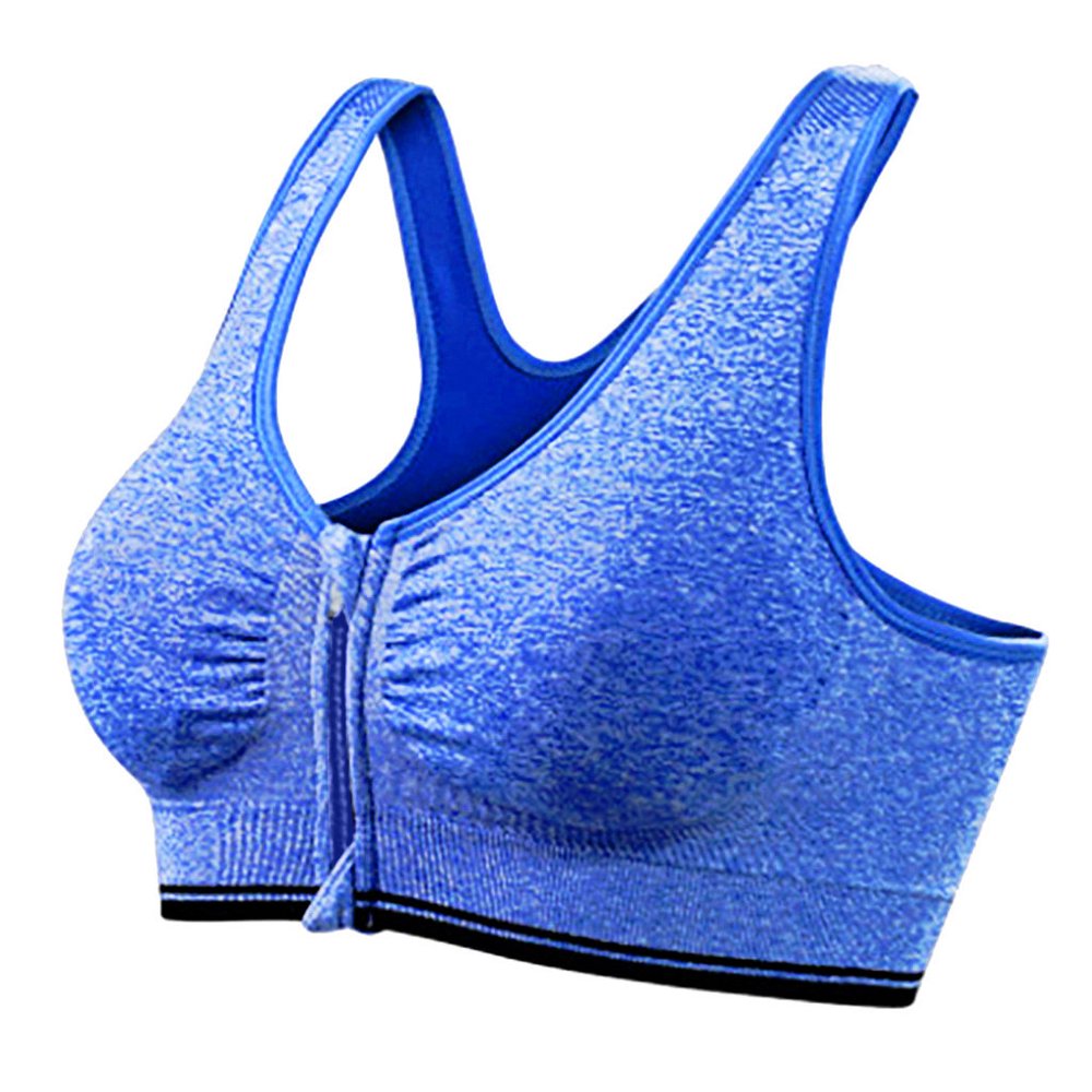 QJUHUNG Women Zip Front Sports Bra Wireless Post Surgery Bra