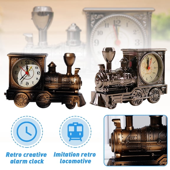 QJUHUNG Train Alarm Clock Unique Eye-Catching Exquisite Train Sporting Unique Gift For Motor Lovers Kids Students Bronze
