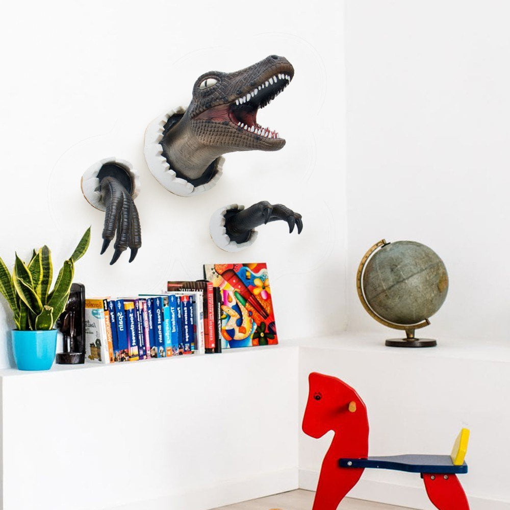 QJUHUNG Wall Mounted Dinosaur Sculpture Wall Art Lifelike Wall