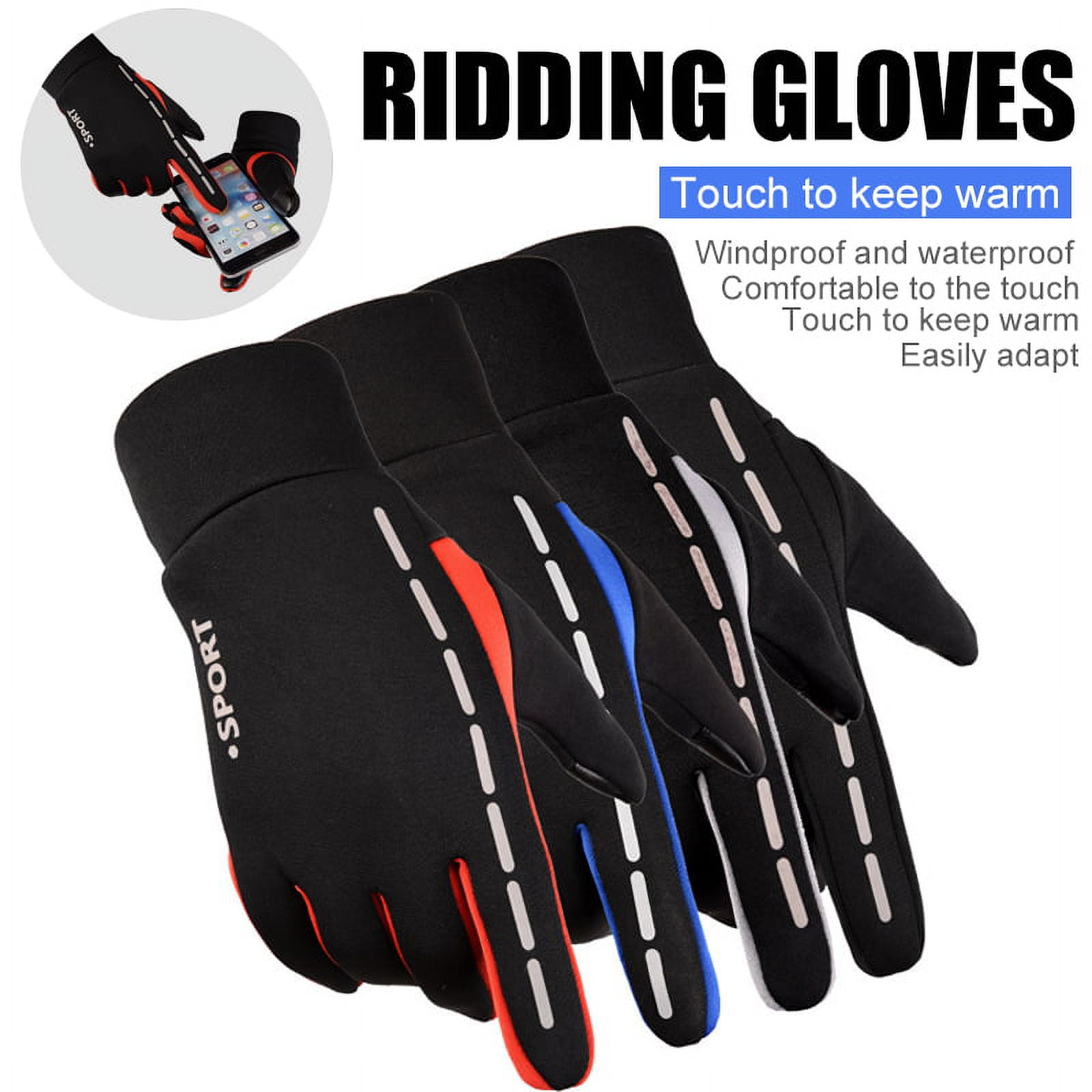 QJUHUNG Waterproof Riding Gloves for Men and Women, Full Finger Touchscreen Riding Gloves for BMX ATV MTB Riding, Road Racing, Cycling, Climbing, Motocross etc. 1 Pair(Random Color)