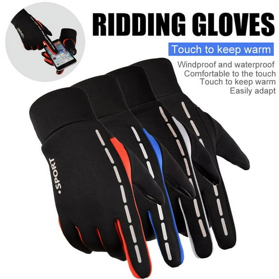 QJUHUNG Waterproof Riding Gloves for Men and Women, Full Finger Touchscreen Riding Gloves for BMX ATV MTB Riding, Road Racing, Cycling, Climbing, Motocross etc. 1 PairRandom Color