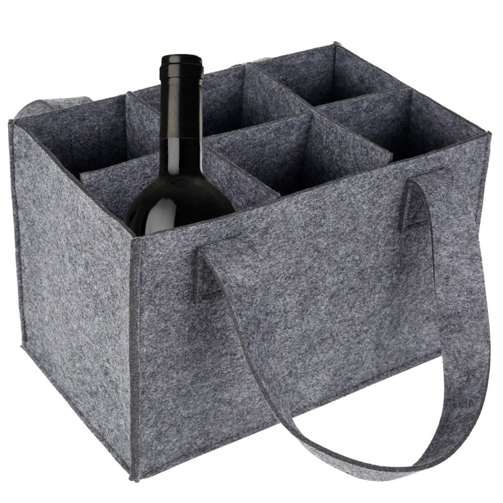QJUHUNG Wine Bottle Carrier for 6 Bottles Felt Wine Bottle Holder Bag
