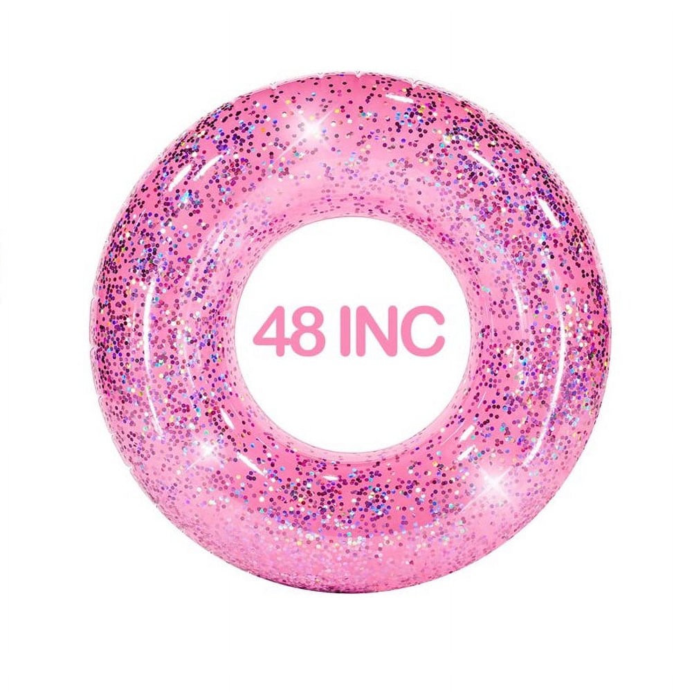 QJUHUNG X 48 Inch Glitter Swim Ring for Pool Beach Lake Glitter Pool
