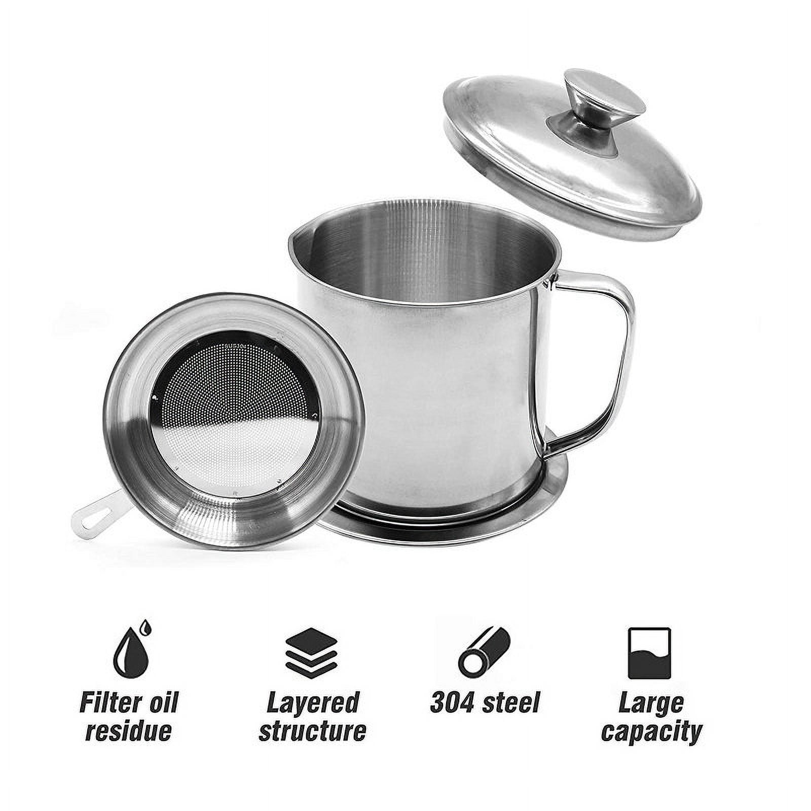 QJUHUNG X Grease Container Kitchen Tank with Filter and Nonslip