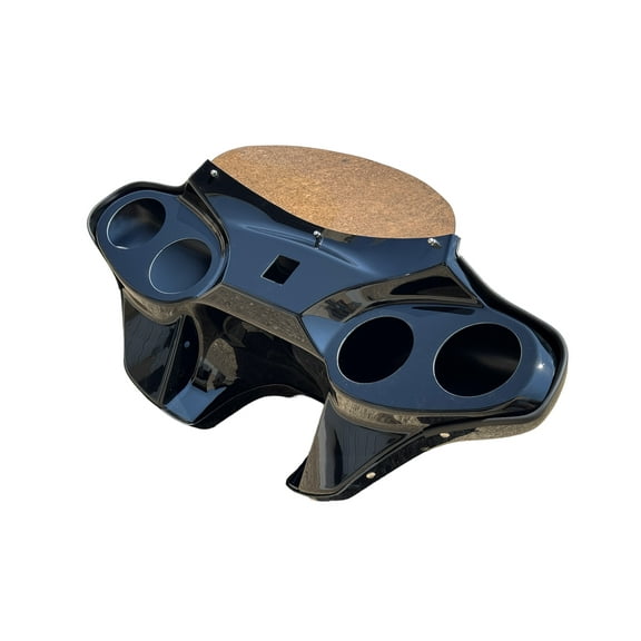 QK Racing HarleyDavidson 2018Present FLSTN Heritage Softail / Deluxe / Fat Boy Batwing Fairing with Windshield & 4x5 Speaker Mounts  Glossy Black