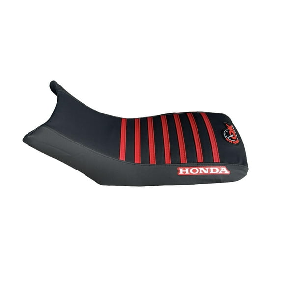 QKRACING Seat Cover - Compatible Fit for The Honda 1993-2006 TRX 300 EX Sportrax 300 TRX300EX 2x4 (All Black/Red Ribs) - Custom-Fit ATV Seat Protector with Durable Material and Multi-Grip Design