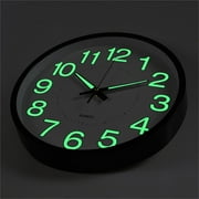 QKURT 12 Inch Night Light Wall Clock, Silent Non-Ticking Quartz Wall Clocks, Large Luminous Function Numbers and Hands, Easy to Read Both Day and Night