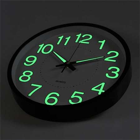 QKURT 12 Inch Night Light Wall Clock, Silent Non-Ticking Quartz Wall Clocks, Large Luminous Function Numbers and Hands, Easy to Read Both Day and Night