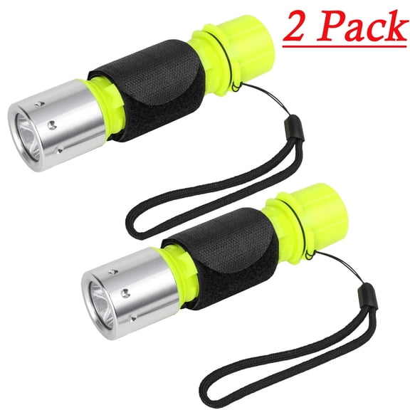 QKURT 2 Pack Diving Flashlight, Super Bright LED 2000 Lumens Waterproof Underwater Torch for Scuba Diving and Other Outdoor Activities