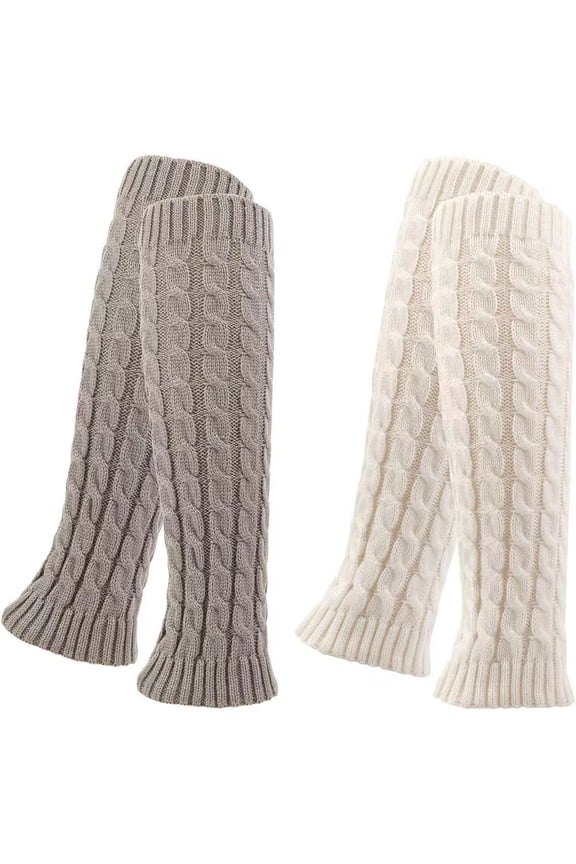 2 Pairs Ankle Leg Warmer, Winter Knit Crochet Women's Leg Warmer Knee High Leg Warmers for Winter