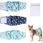 VETPW 3 Packs Dog Nappies Male, Reusable Super Absorbent Washable Dog Diapers, Belly Bands for Dog, Puppy Nappies Dog Hygiene Pants Season Pants Sanitary Pants, S