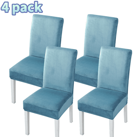 QKURT 4PCS Velvet Stretch Dining Chair Covers Slipcovers,Chair Cover Removable Washable Kitchen Decorative Chair Protector Slipcover Kitchen Chair Cover