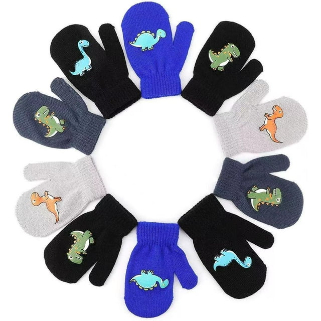 QKURT 5 Pair Toddler Stretchy Mittens, Baby Magic Mittens, Winter