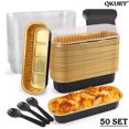 thumbnail image 1 of QKURT 50 Mini Cake Pans with Lids and Spoons, 6.8oz Disposable Aluminum Foil Mini Loaf Pans, Black, 1 of 8