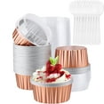 thumbnail image 1 of QKURT 50Pack Aluminum Foil Baking Cups with Lids and Spoons, 5oz Foil Ramekins with Lids, Champagne, 1 of 7