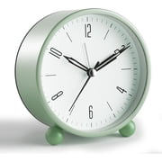 QKURT Analog Alarm Clock, 4inch Super Silent Non Ticking Small Clock with Night Light, Battery Operated, Simple Design for Bedroom Bedside Desk Adult Kid, Green