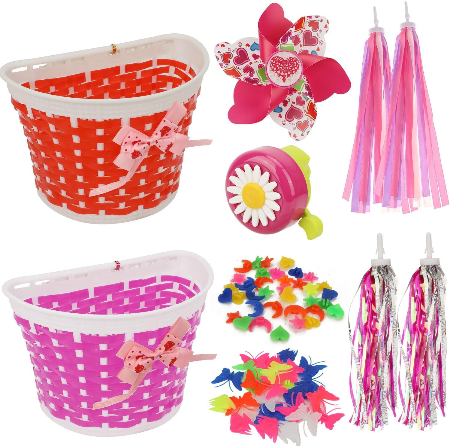 QKURT Bike Decoration & Accessories Kit for Kids, Includes 61pcs
