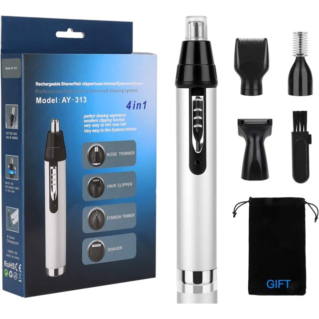 QKURT Electric Shaver Set, 4 in 1 Ear Nose Hair Trimmer Safely Painless
