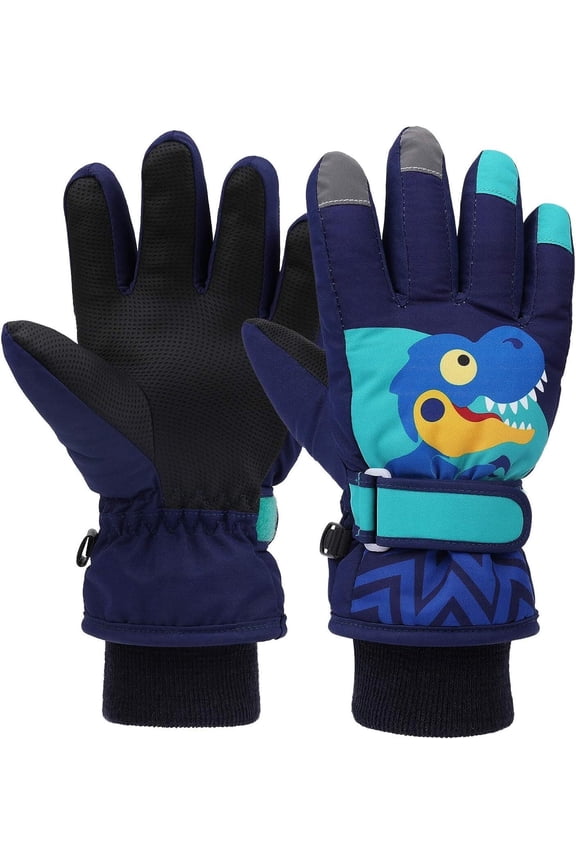Kids Ski Gloves, Winter Warm Windproof Snow Mittens Girls Boys Cold Weather Gloves for 2~13 Years Old Kids Sledding Snowboard Skating Cycling Running and Outdoor Activities, S
