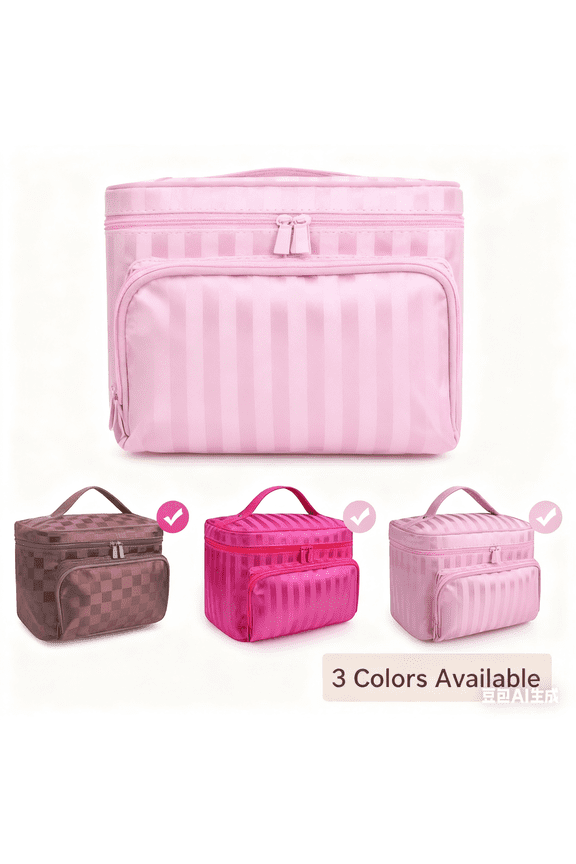 Makeup Bag Travel Cases Cosmetic Bag with Handle for Women Girls Men Travel Organizers, Enough space Organizers, Coffee